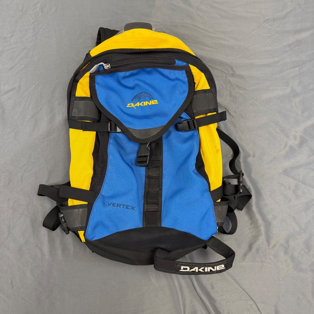 Vintage Dakine Vertex Backpack Blue Yellow Technical Hiking Snowboard Bag